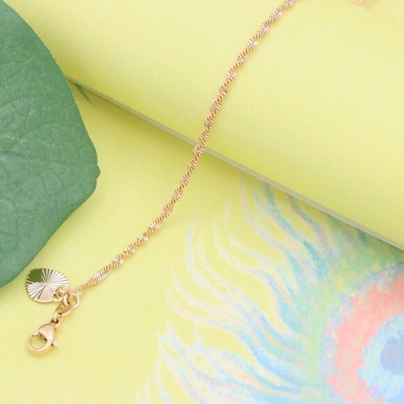 "Delicate Twist Chain Rose Gold Bracelet in Gold-Plated Brass, XPBL1110 - Picture 3 of 13